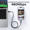 Cable nylon trenzado100w USB-C 3metros L509 - Ugreen