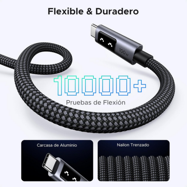 Cable nylon trenzado100w USB-C 3metros L509 - Ugreen