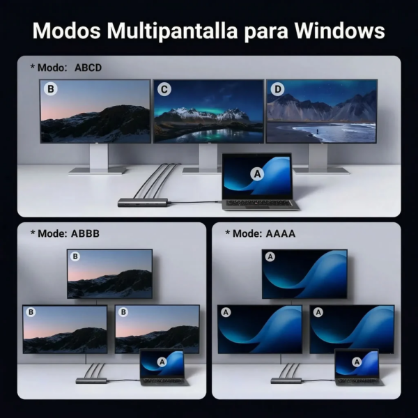 114 Hub 8 en 1 USB-C con monitor dual 100w - Ugreen