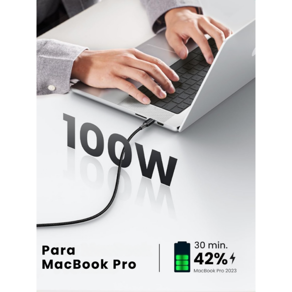 134 Cable USB-C 100w nylon trenzado 1metro L502 - Ugreen