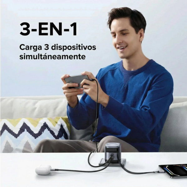 22 Cargador 3 en 1 con cable retráctil USB-C 45W - Ugreen