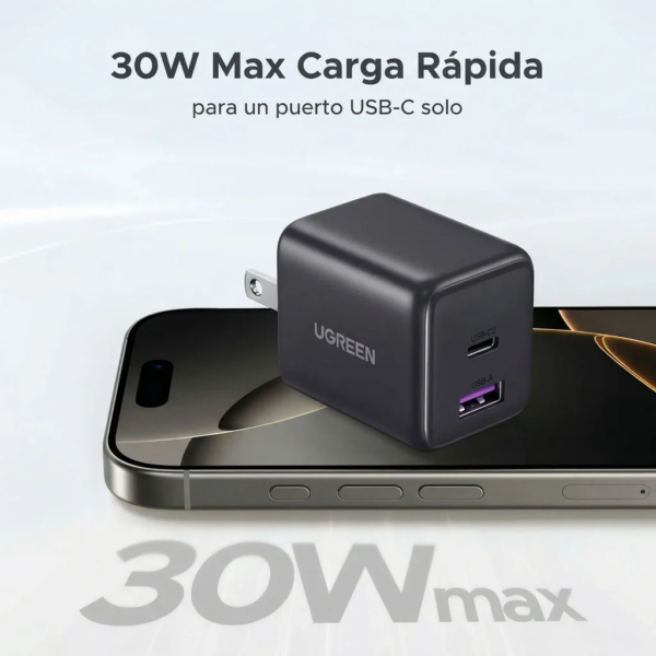 23 Cargador 30W GaN USB-C + USB-A - Ugreen
