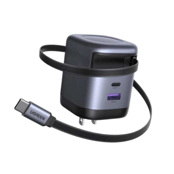 Cargador 3 en 1 con cable retráctil 65W USB-C - Ugreen