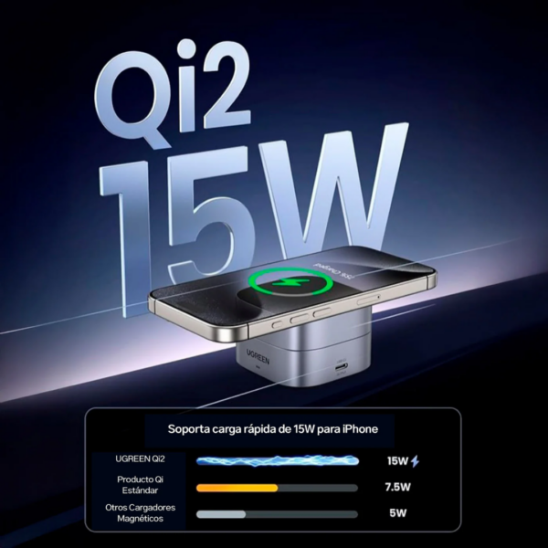 43 Cargador inalámbrico plegable Qi2 2 en 1 - UGREEN