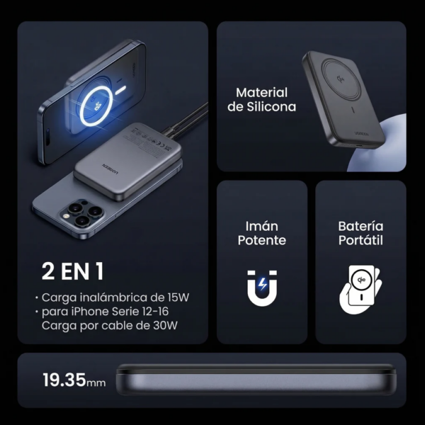 Power Bank magnético Qi2 10000mah 30w - Ugreen