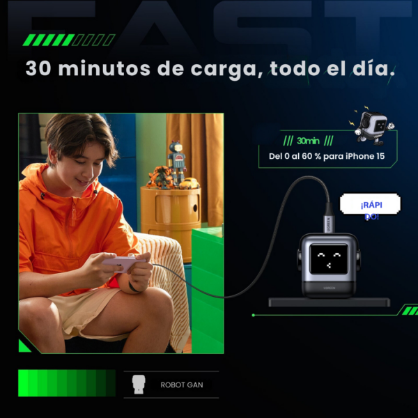 Cargador 30W Robot carga rápida - Ugreen